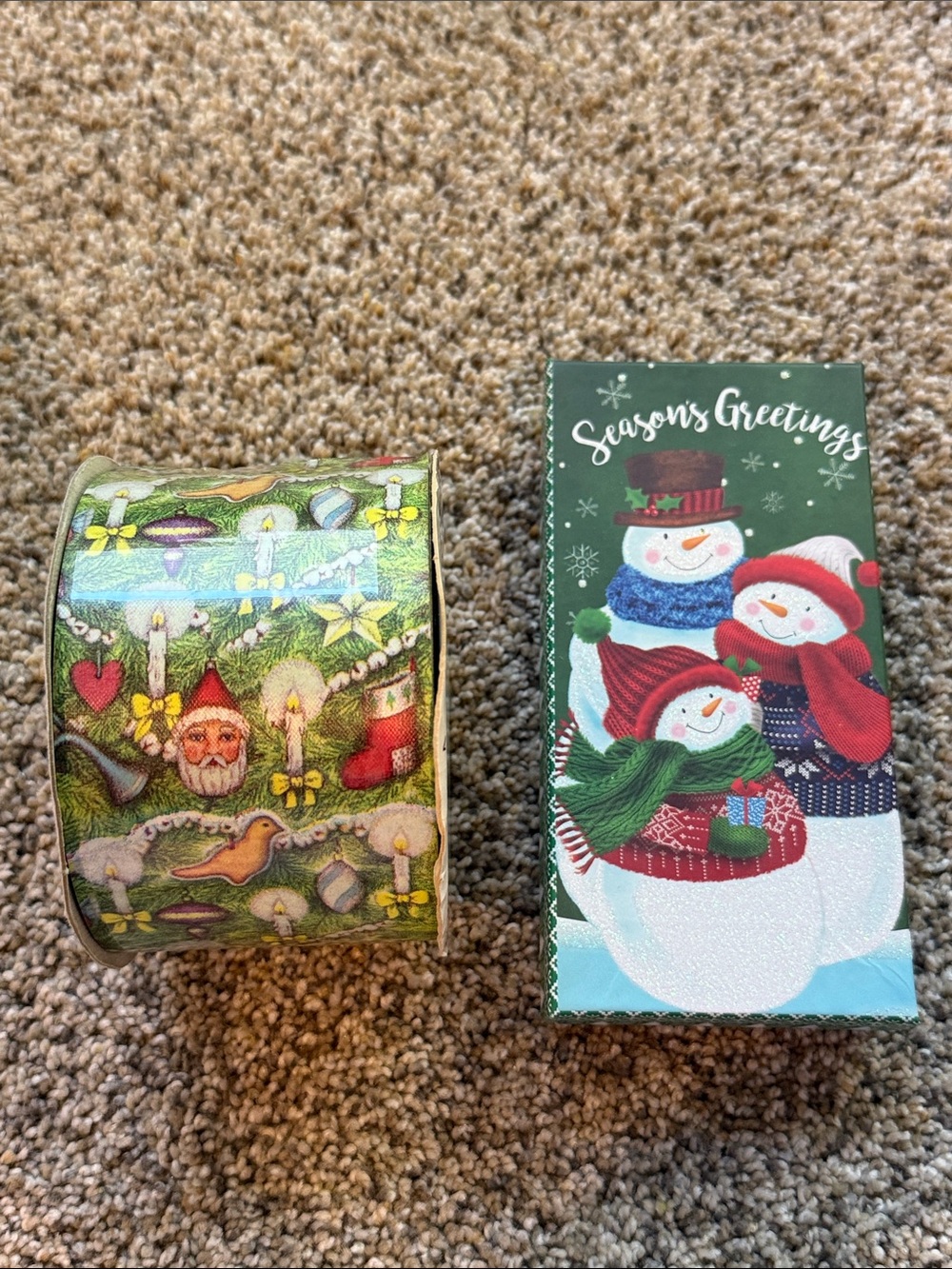 50Yds Vintage Victorian Christmas Ribbon 3” and Holiday Gift Box